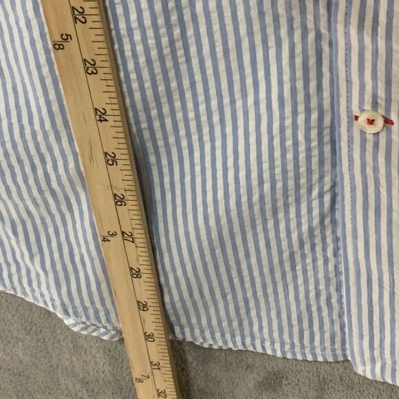 Southern Marsh Shirt Men Sz Medium Seersucker Short Sleeve Button Blue Preppy - Picture 7 of 9